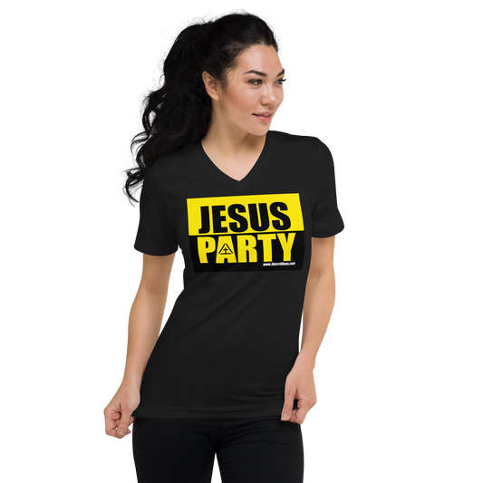 Jesus Party - Unisex Short Sleeve V-Neck T-Shirt