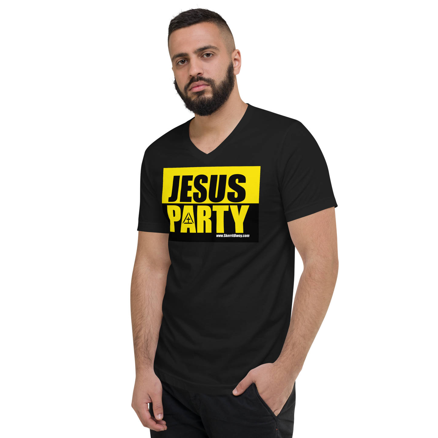 Jesus Party - Unisex Short Sleeve V-Neck T-Shirt